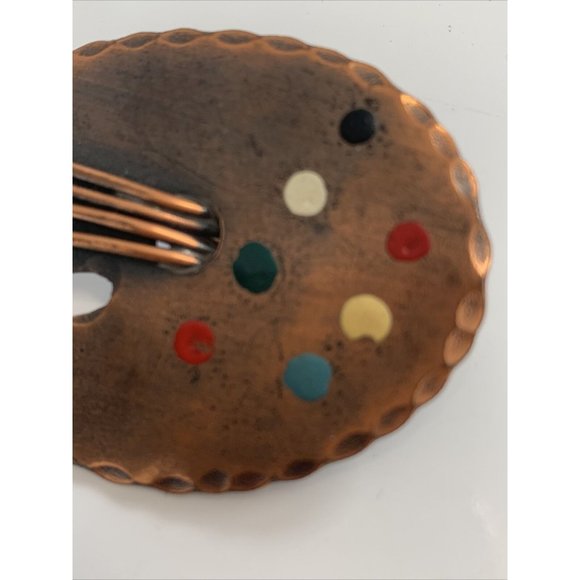 Handmade Copper Brooch Modernist Pedro Pujol Painters Pallette Pin - Picture 12 of 12